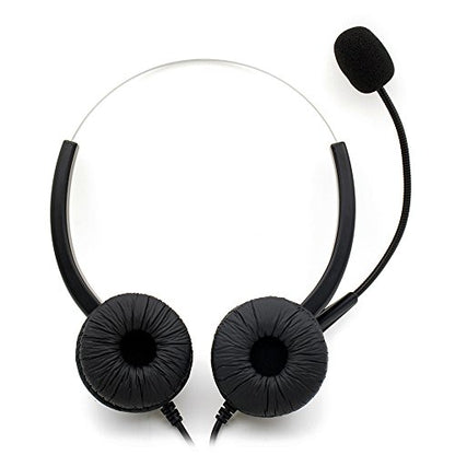 Corded Hands-Free Call Center Noise Cancelling Binaural USB Headset Headphones with Mic/Microphone - Cord with USB Plug, Volume Control- for Computer/PC/Laptop Use Only - size: Binaural