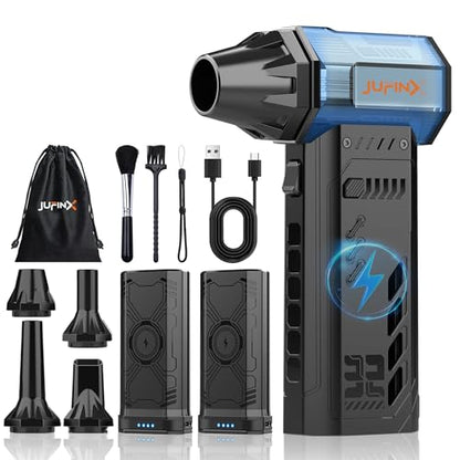 Electric air Duster，250,000RPM Super Power mini Blower,2 Swappable Battery | 3-speed adjustable rechargeable air duster with multiple nozzles，for cleaning car, keyboard, computer, leaves,home & outdoor.