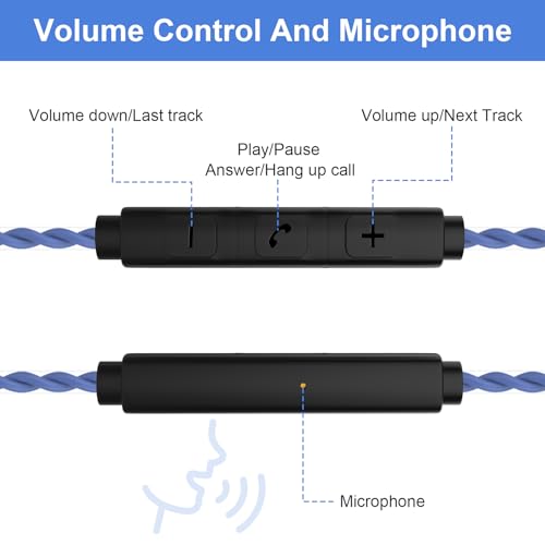 SE215 Pro Cable for Shure SE215, SE315, SE425, SE425 Pro, SE535, SE846 | MMCX Cable with Mic for Shure AONIC 3, AONIC 4, AONIC 5, UE900 Earphones, PS4, PS5, PC, Tablets, Laptops, Smartphones, 4ft