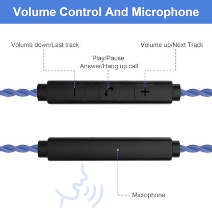 SE215 Pro Cable for Shure SE215, SE315, SE425, SE425 Pro, SE535, SE846 | MMCX Cable with Mic for Shure AONIC 3, AONIC 4, AONIC 5, UE900 Earphones, PS4, PS5, PC, Tablets, Laptops, Smartphones, 4ft