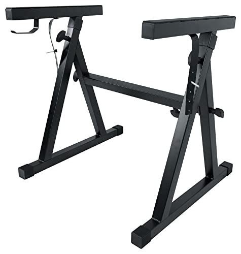 Rockville Z50 Z-Style Pro Keyboard Piano Stand, Adjustable Height and Width, Headphone Hook, Fits 54-88 Keys + Includes Travel Bag | 250 lb Capacity, Fits 49 Key and Up, EVA Foam Pads, Headphone Hook, Anchoring Straps, Portable, Sits or Stands