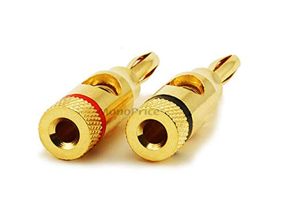 Monoprice 24k Gold Plated Speaker Banana Plugs, Open Screw Type (1 Pair) - size: 1 Count (Pack of 1)