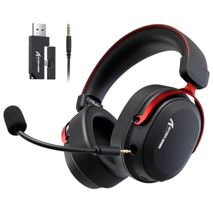 ATTACK SHARK L30 PRO Wireless Gaming Headset,7.1 Surround Sound, 50mm Drivers,20ms Low Latency,Detachable Noise-Canceling Mic, Aluminum Alloy Frame,Tri-Mode Connectivity Over-Ear Headset-Black Red - color: Black Red