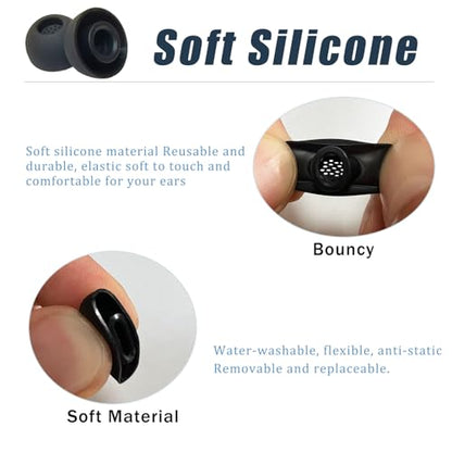 8 Pairs Earbud Tips for Sennheiser Momentum True Wireless 4 - Noise Isolating Replacement Ear Tips Momentum TWS 4 (XS/S/M/L), Black - color: Black-Silicone
