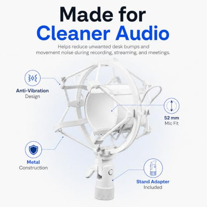 DECHOUS Microphone Shock Mount for Diameter 47mm-52mm Mic | Anti Vibration Microphone Clip Holder with Adapter for Condenser Microphone Desktop Recording Streaming Podcast Home Studio