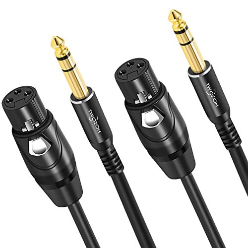 Twozoh XLR Female to 1/4 Inch (6.35mm) TRS Cable 15FT 2 Pack, Quarter Inch Jack Balanced to XLR Microphone Cable (Professional/HiFi) - color: Female 2-PACK, size: 15FT