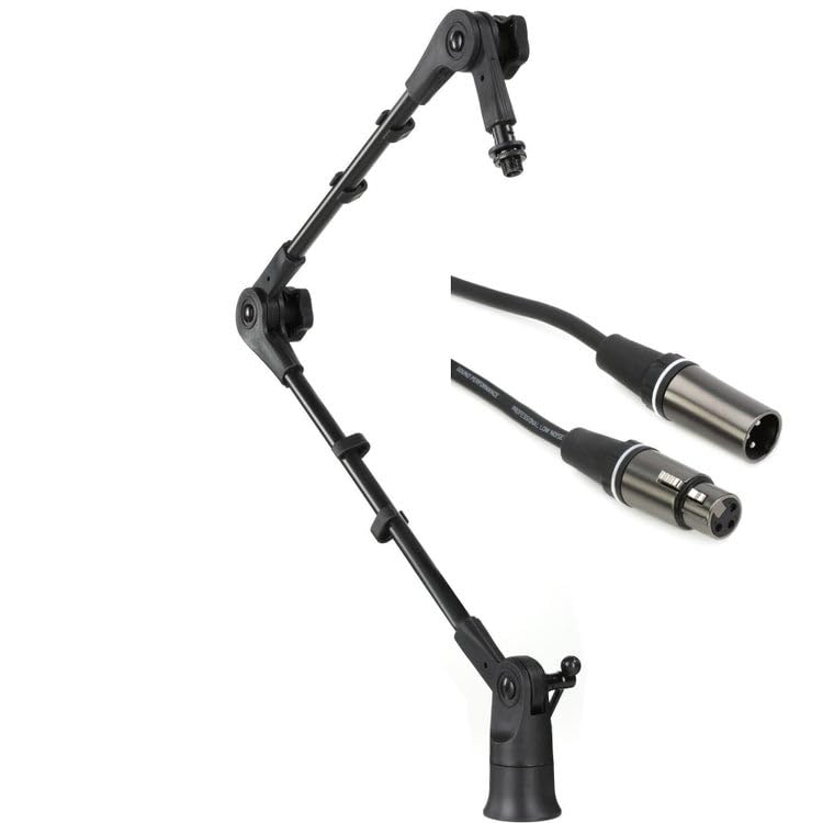 Gator Frameworks Slim-profile Desk-mounted Broadcast/Podcast Microphone Boom Arm with XLR Cable