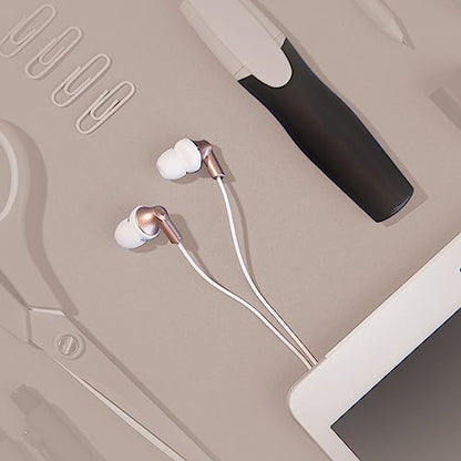 Panasonic ErgoFit Wired Earbuds, In-Ear Headphones with Dynamic Crystal-Clear Sound and Ergonomic Custom-Fit Earpieces (S/M/L), 3.5mm Jack for Phones and Laptops, No Mic - RP-HJE120-N (Rose Gold) - color: Rose Gold, style: No Mic