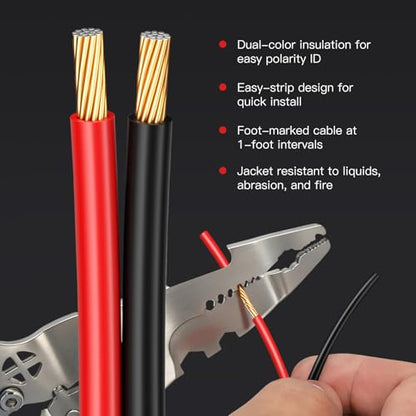 18 Gauge Speaker Wire 50ft 2-Conductor CCA Home Theater Surround | Speaker Cable with Minimal Audio Distortion & 1ft Printed Marks, Red Black Polarity, Soft PVC for Home Wall Wiring - size: 50FT, style: 18GAUGE