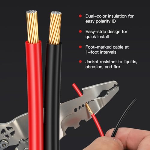 18 Gauge Speaker Wire 200ft 2-Conductor CCA Home Theater Surround | Speaker Cable with Minimal Audio Distortion & 1ft Printed Marks, Red Black Polarity, Soft PVC for Home Wall Wiring - size: 200FT, style: 18GAUGE