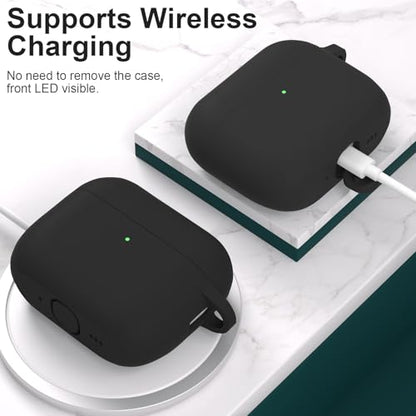 for AirPods Pro 3 Case Cover, Protective Soft Silicone with Keychain Cleaning Pen for Women Men for Apple AirPods Pro 3rd Generation Case(2025), Front LED Visible, Black - color: B-Black