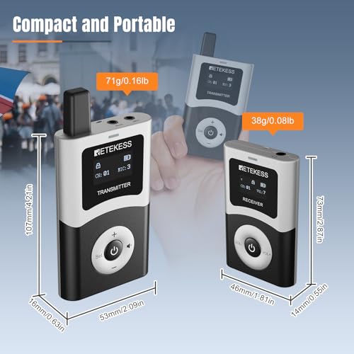 Retekess T130U(4nd Gen T130) Tour Guide System,Tour Guide Headsets(1TX 2RX) | for Travel, U-Band, 200M, 40H, Clear Sound Quality, One-Key Operation,Wireless connection - style: 1-2