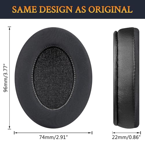 SOULWIT Replacement Earpads for Mpow 059/059 Lite/H5 Headphones, Ear Pads Cushions with Ice Silk Fabric, Noise Isolation Foam - Black