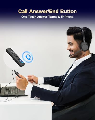 USB Headset with Microphone for PC/Office/Call Centers/Home | Computer Headset with Volume Control & Mic Mute,Compatible with Teams/Zoom/Skype - color: Black