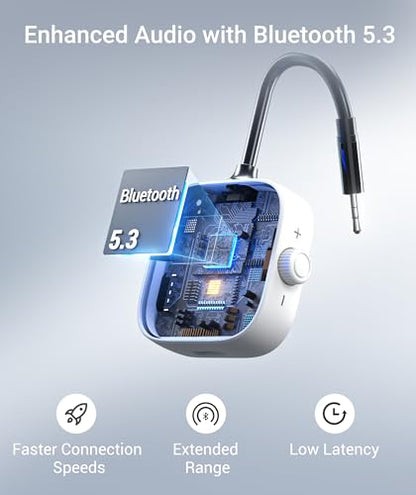 Syntech Airplane Bluetooth Transmitter Receiver for 2 AirPods or Wireless Headphones (White) - color: White