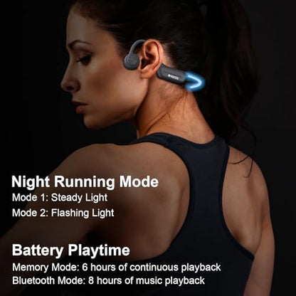 Voistek Bluetooth Bone Conduction Headphones with Mic,Built-in 32GB MP3 Player for Swimming,IP68 Waterproof Headphones,Wireless Earphones for Running Cycling Exercising