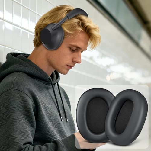 SOULWIT Earpads Replacement for Sony WH-1000XM6(WH1000XM6) Noise Canceling Headphones, Ear Pads Cushions with Soft Protein Leather and High-Density Memory Foam - Black - color: Black
