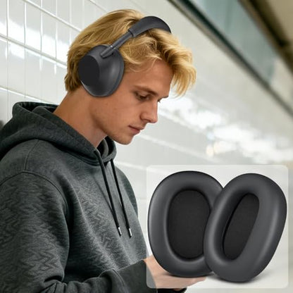 SOULWIT Earpads Replacement for Sony WH-1000XM6(WH1000XM6) Noise Canceling Headphones, Ear Pads Cushions with Soft Protein Leather and High-Density Memory Foam - Black - color: Black