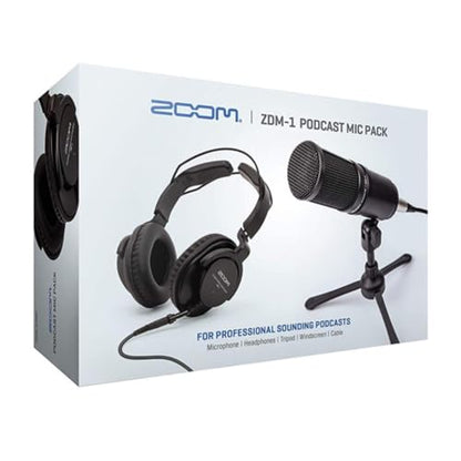 Zoom ZDM-1 Podcast Microphone Pack with Headphones and Mic Cables Bundle | Includes Boom Arm Microphone Stand