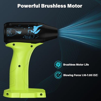 Compressed Air Duster, 130000RPM Air Blower for Ryobi 18V Battery, Cleaning Keyboard&PC 4 Gears Adjustable Wind Speed Cordless Jet Fan Dry Blower for Car,Home,Cleaning,Leaf(No Battery)