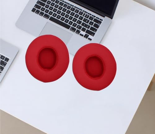 Headphone Replacement Ear Pad Cover Compatible with Beats by Dre Solo3 Solo2 Wired Wireless Headphones Protein Leather Memory Foam Headphone Cushion Ear Muffs-red - color: red