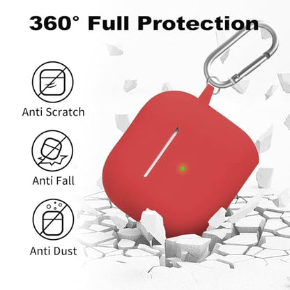 Silicone Case Cover for AirPods 4th Gen, Soft Skin, Full Protection, Keychain, Cleaner Kit (Red) - color: B1-Red