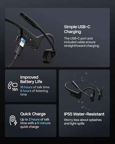 SHOKZ OpenComm2 UC Open-Ear Headset, USB-C Dongle, Noise-Canceling Mic - style: OpenComm2UC (USB-C)