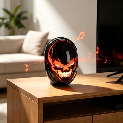 Halloween Ghost Bluetooth Speaker, Spooky Funny Skull Mini Speaker Wireless (Dark Black) - color: Dark Black