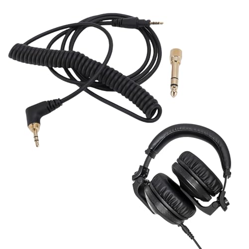 Replacement Audio Cable for DJ HDJ X5 HDJ X7 S7 Headphones with 6.35mm Adapter 90 Degree Angled Coiled Spring Cable