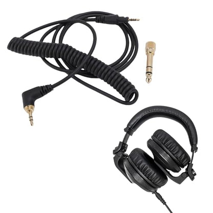 Replacement Audio Cable for DJ HDJ X5 HDJ X7 S7 Headphones with 6.35mm Adapter 90 Degree Angled Coiled Spring Cable