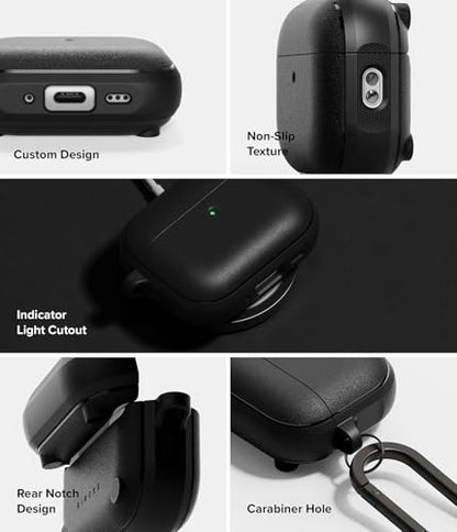 Ringke Onyx Magnetic for AirPods Pro 3 Case [Compatible with MagSafe] Oil & Dirt Resistant Feels Good in The Hand Non-Slip Lightweight Cover with Carabiner - Black - color: Black, size: AirPods Pro 3