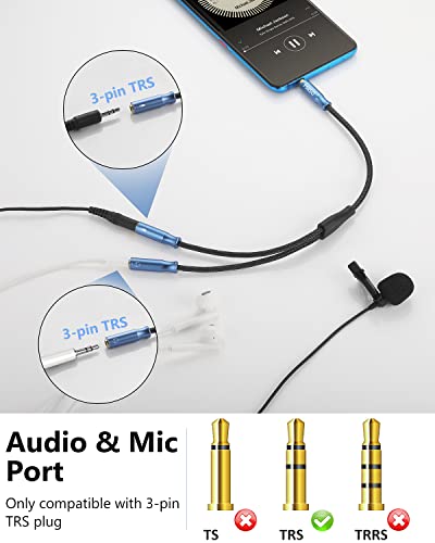 Headphone Mic Splitter 3.5mm Headset Adapter TRRS Male to 2 TRS Female [Nylon Braid & Young Series] Mic & Audio Y Splitter Cable for Gaming Headset to PC, Xbox, Laptop, PS4, PS5 | Nylon Braid, Mic & Audio Stereo Y Splitter Cable for Dual-plug Game Headset