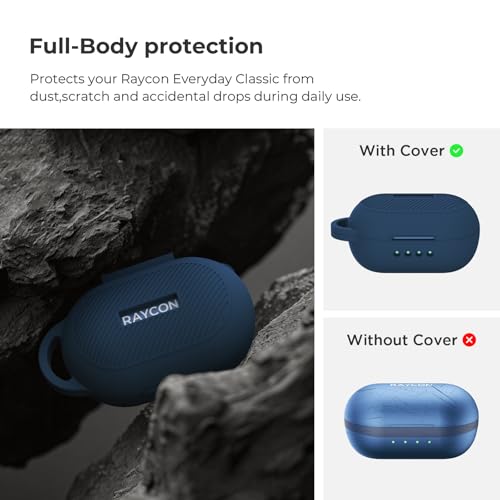 Soft Silicone Case for Raycon Everyday Classic Earbuds with Keychain&Cleaning Pen kit,Anti-Scratch Shockproof Protective Case Cover for Raycon Everyday Classic Earbuds Charging Case (Dark Blue) - color: Dark Blue