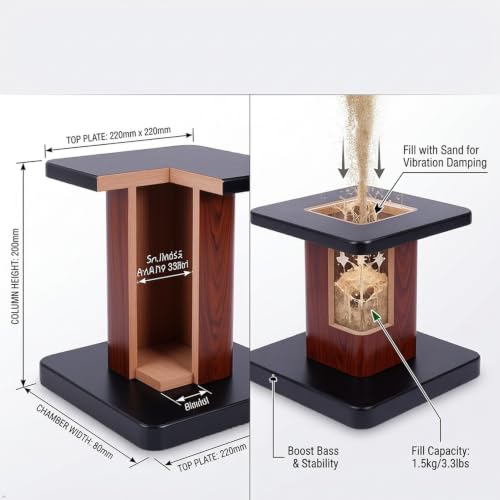 1 Pair Universal Wood Design Speaker Stands, Premium Surround Sound Home Theater Audio Stands, Bookshelf Speakers or Studio Monitors Stands (6" - Yellow Sandalwood)