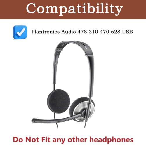 Audio 478 Ear Pads YDYBZB Earpads Earpads Ear Cushions Covers Replacement Compatible with Plantronics Audio 478 USB Headset Headphones Protein Leather
