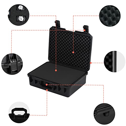 MEIJIA Premium Waterproof Hard Camera Case,Hard Case with customizable fit foam,Full Protection with Light&Convenient Design,Elegant Black (19.3"x15.25"x7.3") - size: 19.3"x15.25"x7.3"