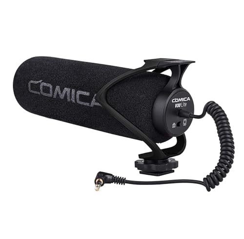 COMICA CVM-V30 LITE Video Microphone,Super-Cardioid Condenser On-Camera Shotgun Microphone for Canon Nikon Sony Panasonic DSLR Cameras,Mic for iPhone Android Smartphone with 3.5mm Jack(Black) - color: Black