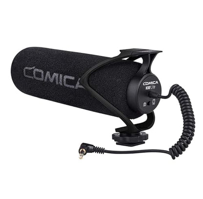 COMICA CVM-V30 LITE Video Microphone,Super-Cardioid Condenser On-Camera Shotgun Microphone for Canon Nikon Sony Panasonic DSLR Cameras,Mic for iPhone Android Smartphone with 3.5mm Jack(Black) - color: Black