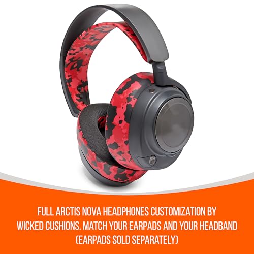 WC HeadbandZ Arctis Nova - Upgraded Silicone Headband for Arctis Nova Headsets by Wicked Cushions - Enhanced Flexibility, Comfort, and Style with Matching Earpad Designs | Red Camo - color: Red Camo