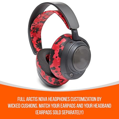 WC HeadbandZ Arctis Nova - Upgraded Silicone Headband for Arctis Nova Headsets by Wicked Cushions - Enhanced Flexibility, Comfort, and Style with Matching Earpad Designs | Red Camo - color: Red Camo