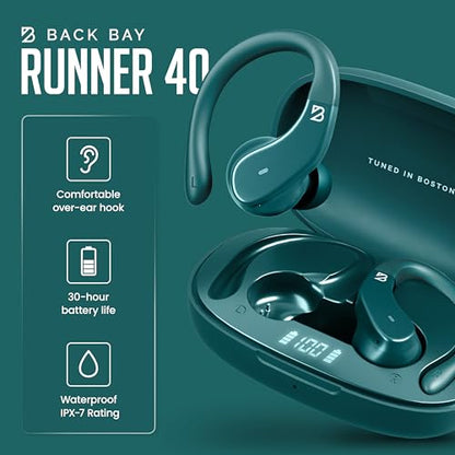 Back Bay Audio Runner Wireless Earbuds for Running, Wrap Around Earbuds - color: Emerald