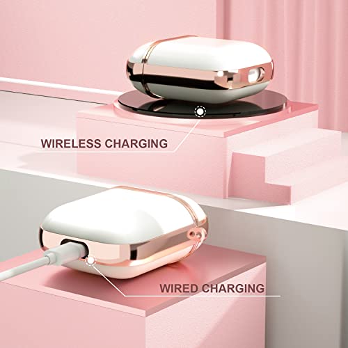 Maxjoy for AirPods Case, Cute AirPod Case Protective Hard AirPod 2 Cover for Women Men with Keychain for AirPods 2nd 1st Generation Charging Cover 2&1, White - color: White