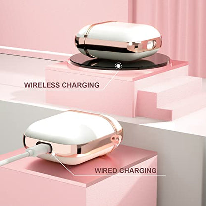 Maxjoy for AirPods Case, Cute AirPod Case Protective Hard AirPod 2 Cover for Women Men with Keychain for AirPods 2nd 1st Generation Charging Cover 2&1, White - color: White