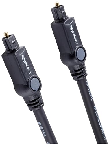 Amazon Basics Toslink Digital Optical Audio Fiber Optic Cable, Multi-Channel, for Sound Bar, Audio System, Home Theatre, Gold-Plated Connectors, 3.3 Feet, Black - size: 3.3 Feet