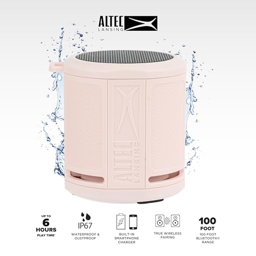 Altec Lansing HydraMicro - Waterproof Bluetooth Speaker, Lightweight & Portable Speaker for Travel & Outdoor Use, Petal Pink - color: Petal Pink, style: HydraMicro