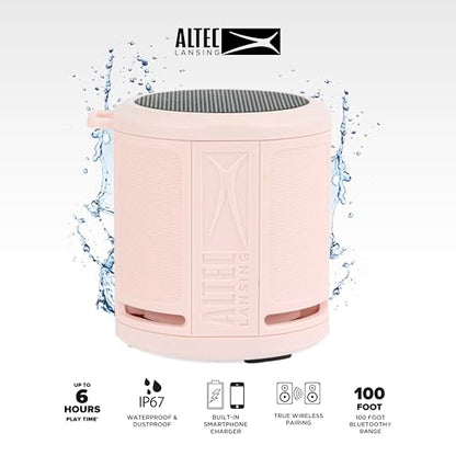 Altec Lansing HydraMicro - Waterproof Bluetooth Speaker, Lightweight & Portable Speaker for Travel & Outdoor Use, Petal Pink - color: Petal Pink, style: HydraMicro