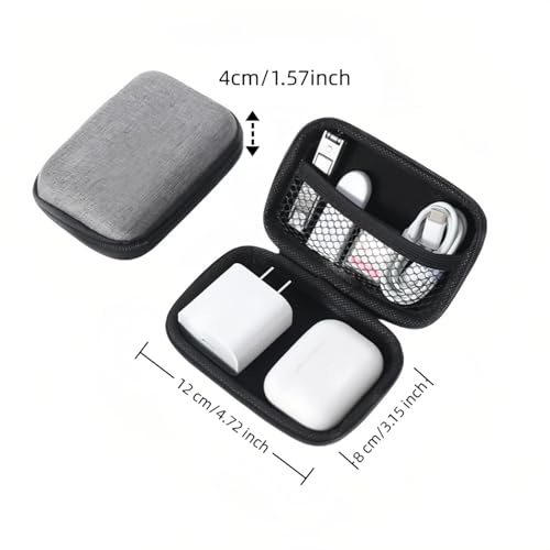 Chinshwehaw Electronic Accessories Organizer Bag: EVA Hard Shell Shockproof, Hard Shell Tech Organizer Case - Water Resistant Travel Storage for Cables Charger Earphones USB SD Card (Rectangle) - style: Rectangle