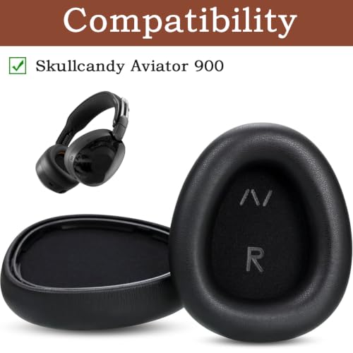 Earpads Replacement for Skullcandy Aviator 900,Memory Foam Cushions, Black | Protein Leather,Breathable, Durable, Sweat-Resistant, Easy to Install