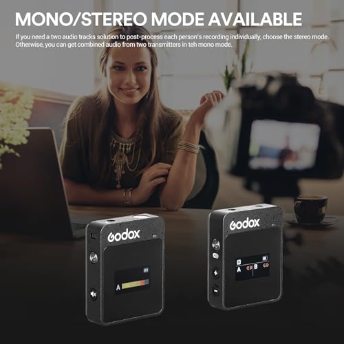 GODOX MoveLink II M1 Wireless Lavalier Microphone, Wireless Lavalier Mic Compatible DSLR Cameras, Camcorders, Smartphones for Vlog, Streaming, Podcasting, Interviewing, Video Producers