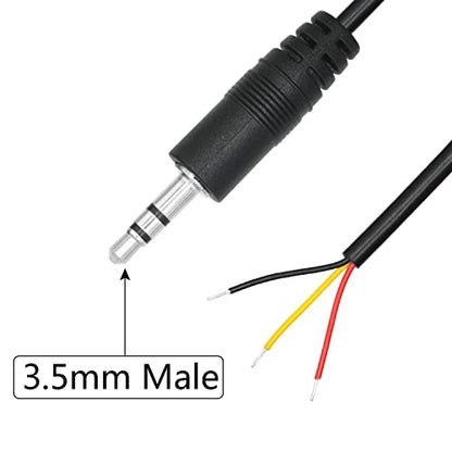 3.5mm Male Plug to 3Pin Bare Wire Open End Cable 1.6FT, TRS 3 Pole 1/8'' | 3.5mm Audio Plug Stereo Audio Wire, Auxiliary Audio Connector Jack, for 3.5mm Earphone Microphone DIY Cable Repair - 4Pcs - color: 3.5mm Male Plug TRS 3 Pole - 0.5M/1.6FT